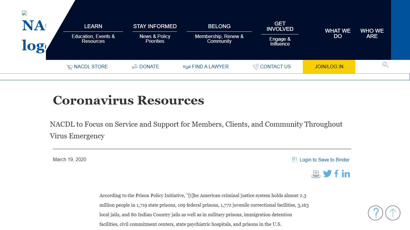 NACDL - Coronavirus Resources